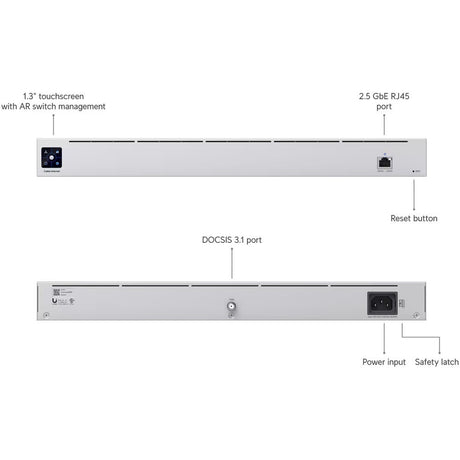 Ubiquiti UniFi Cable Internet Modem Multi-Gigabit High-Speed Connectivity with DOCSIS 3.1 2.5GbE RJ45 port 1U rack mount design and Bluetooth v4.1