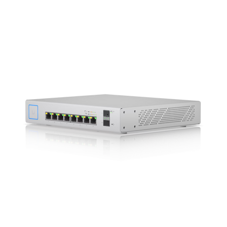 Ubiquiti UniFi Switch 8 150W PoE + Compact Gigabit Switch with 8 RJ45 ports 2 SFP ports 130W PoE budget and fanless design