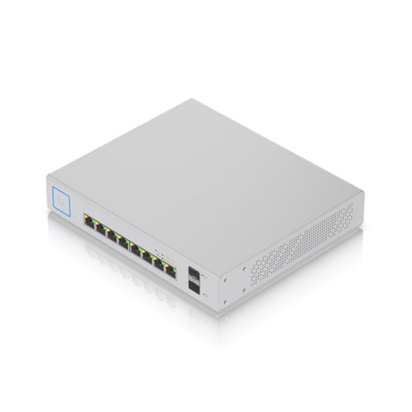 Ubiquiti UniFi Switch 8 150W PoE + Compact Gigabit Switch with 8 RJ45 ports 2 SFP ports 130W PoE budget and fanless design