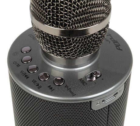 VocoPro Pop‑Up Oke Wireless Karaoke Microphone all-in-one wireless karaoke microphone with built-in speaker, multicolor LED light show, and portable handheld design for Bluetooth singing and karaoke entertainment