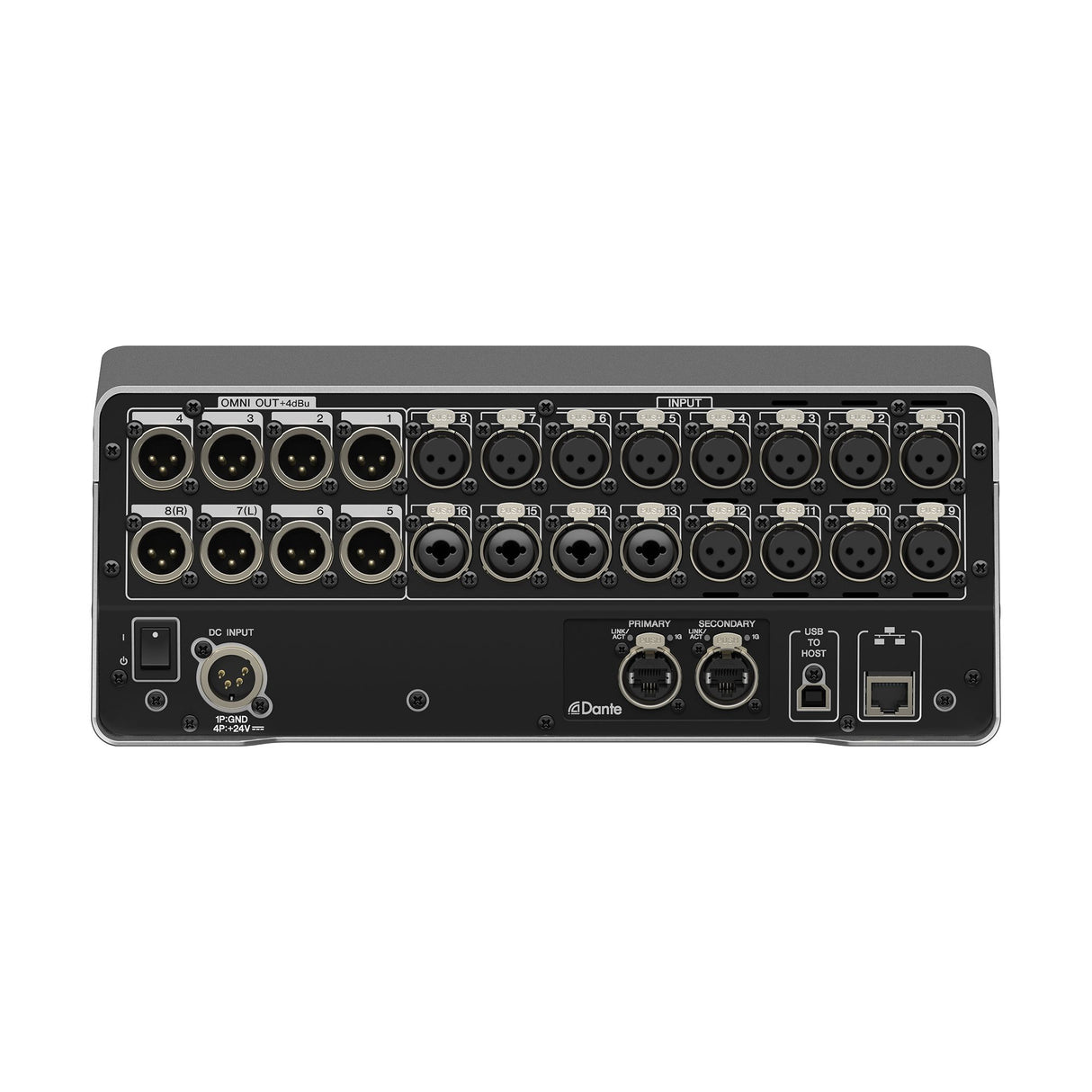 Yamaha DM3-D 22-Channel Digital Mixing Console with Dante 16 mic line inputs 8 outputs 9-inch multi-touch screen and 96kHz audio