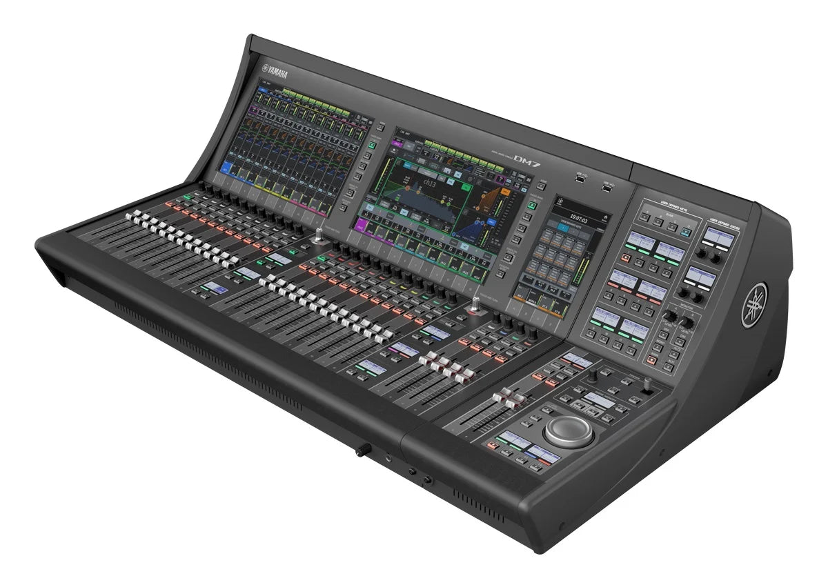 Yamaha DM7-EX Digital Mixing Console with Expansion Controller 120 mono channels Dante 144 in 144 out 28 faders and multi-touch screens