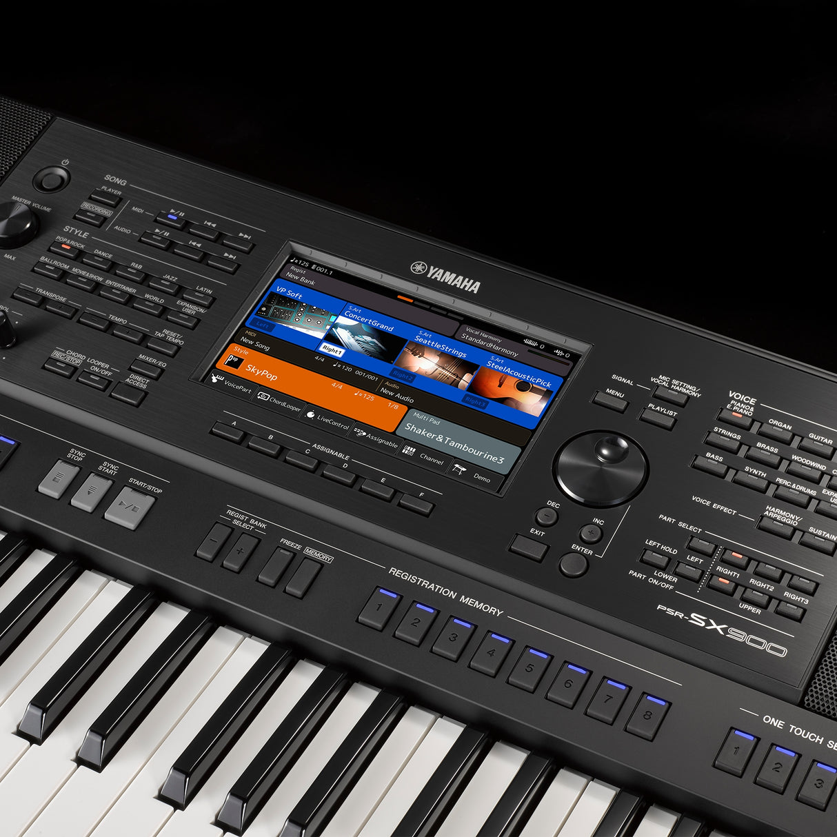 Yamaha PSR-SX900 61-Keys Arranger Keyboard Workstation with 7 inch color touch screen voices styles and audio recording