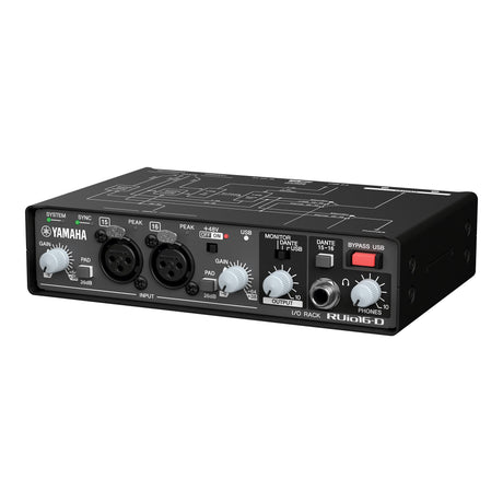 Yamaha RUIO16-D Dante-USB-Analog Audio Interface  with 16x16 Dante and USB I/O 2 XLR mic line inputs and VST Rack Pro software