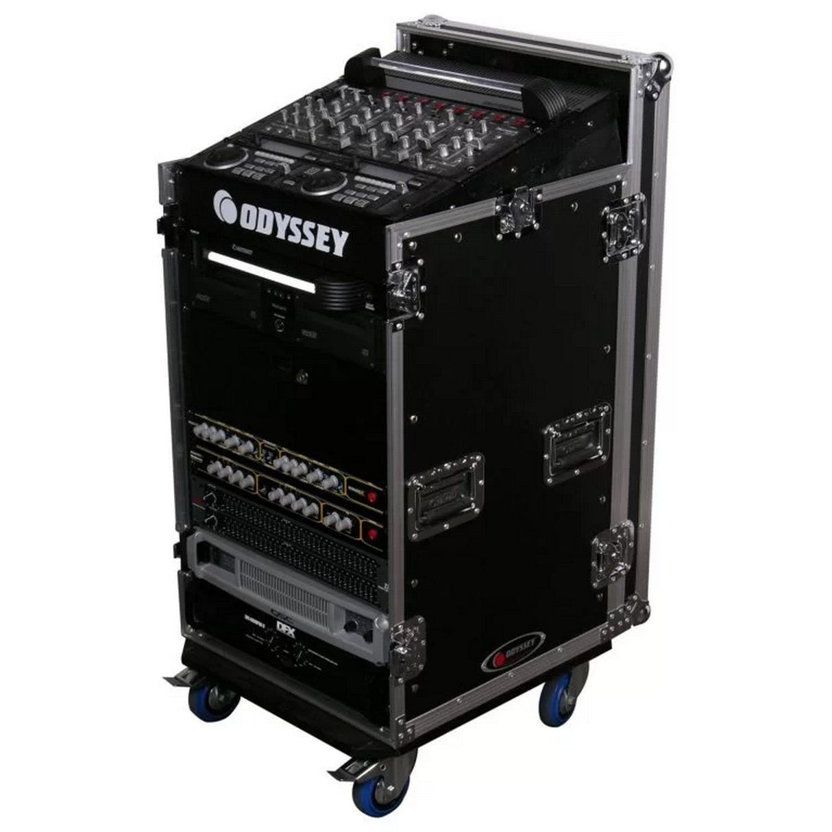 Odyssey 11U Top Slanted 16U Vertical Pro Combo Rack with Casters