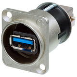 Neutrik NAUSB3 Feed Through USB 3.0 Compatible Adapter Reversible Nickel