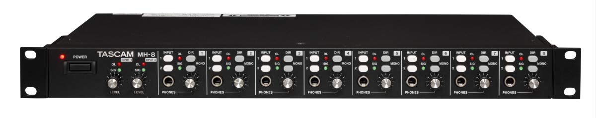 Tascam MH-8 1RU 8 Channel 1/4 Inch Headphone TRS Output XLR TRS RCA Input Amplifier