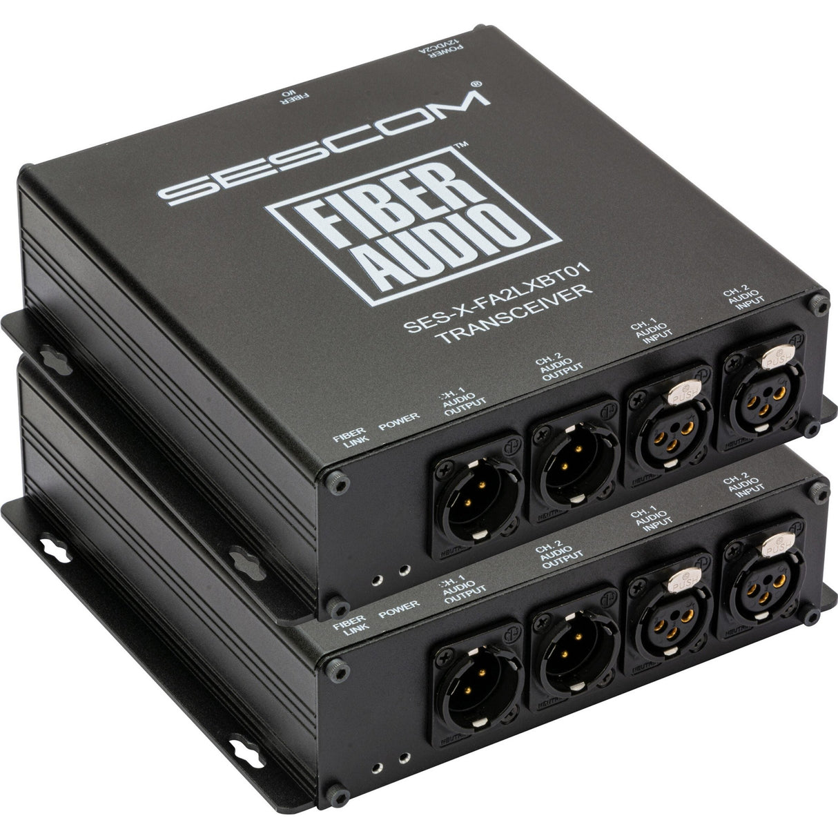 Sescom SES-X-FA2LXBT01 2-Channel Balanced XLR Bi-Directional Line Level Audio/ST Fiber Connect Extender