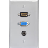 My Custom Shop WPLW-1213 1-Gang White Lexan Wall Plate 15-Pin VGA and Stereo Mini Jack