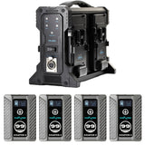 IndiPRO KTRKT4 Kratos II 99Wh 4-Battery Kit with Quad Pro Charger V-Mount