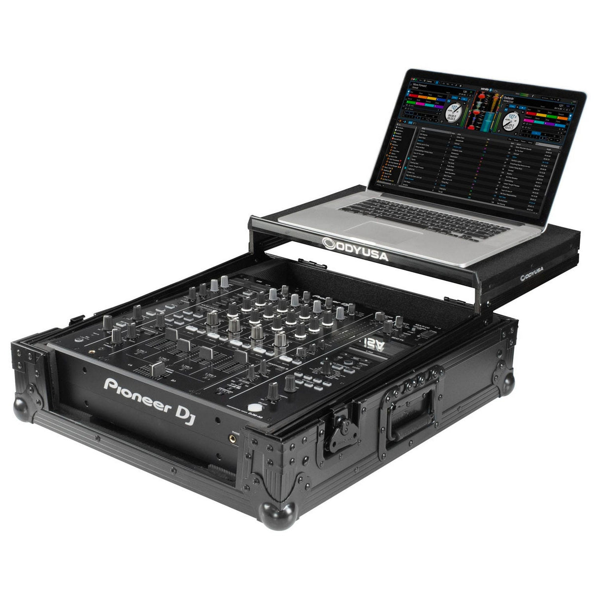 Odyssey Black Label Flight Case with Glide Style Laptop Platform for Pioneer DJ DJM-A9