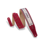 Levy’s Embellish Suede Guitar Strap Burgundy Black Tan - accessories