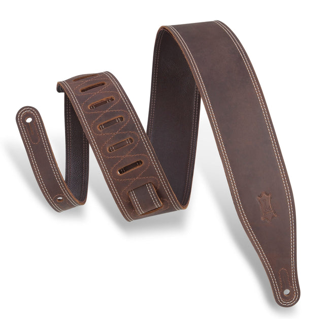 Levy’s 25-Inch Wide Garment Leather Guitar Strap Dark Brown - accessories