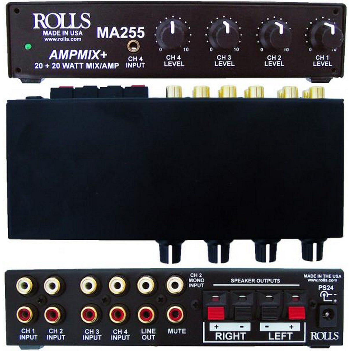 Rolls MA255 Stereo 4 Channel Class D Mixer Amp