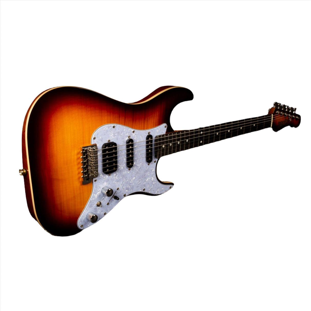 JET Guitars JS 600 BS HSS Mahogany Body Electric Guitar with Flamed Top, Mixed Ebony Fretboard