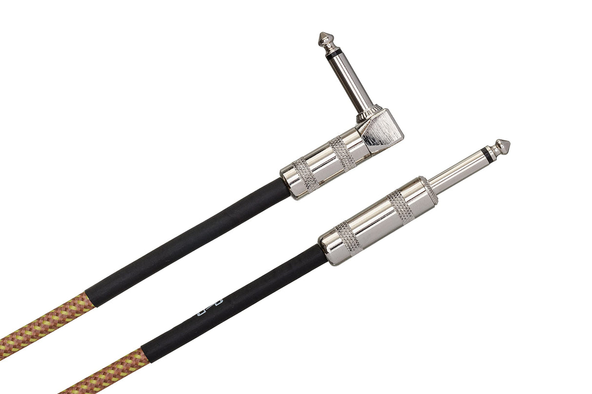 Hosa GTR-518R Straight to Right-Angle Tweed Guitar Cable, 18 Foot