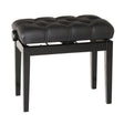 K&M 13980 Piano Bench with Quilted Seat Cushion Black Glossy Finish Bench Black Imitation Leather Seat