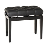 K&M 13980 Piano Bench with Quilted Seat Cushion Black Glossy Finish Bench Black Imitation Leather Seat
