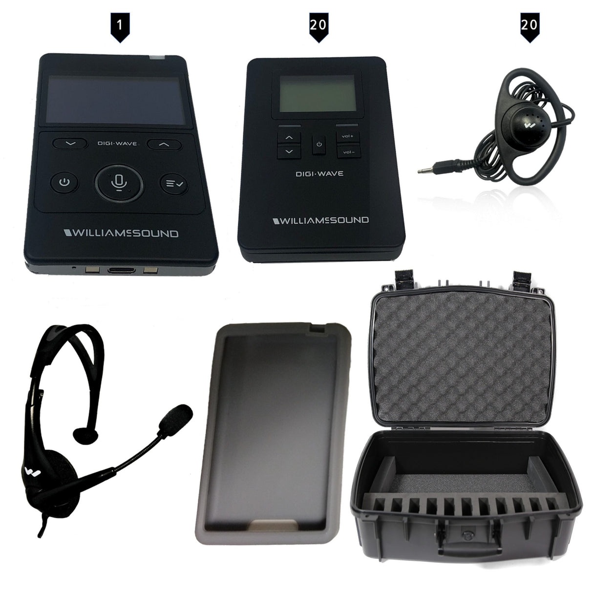 Williams AV DWS TGS 20 400 ALK Digi-Wave 400 Series Tour Guide System for 1 Guide and Up To 20 Listeners