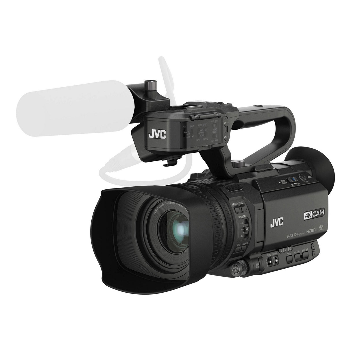 JVC GY-HM170UA 4K Camcorder with Battery and AC Power Supply