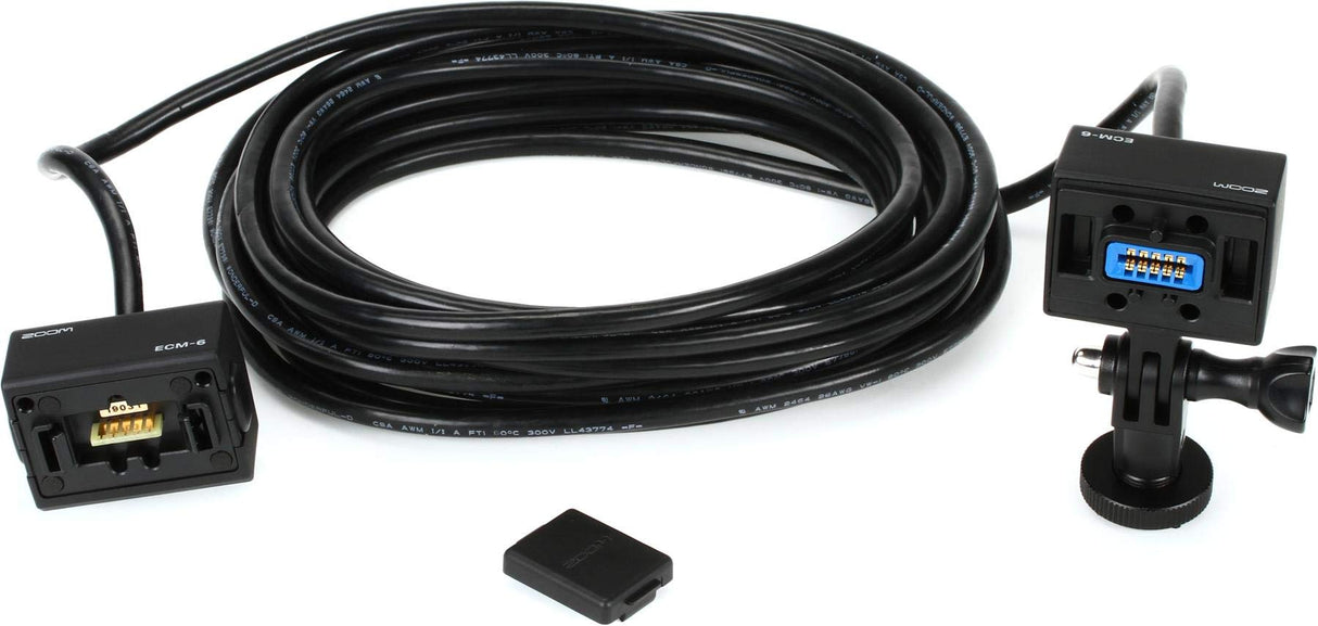 Zoom ECM-6 Hot Shoe Adapter Three Prong Mount 236 Inch Extension Cable for Capsules Tripods Boom Poles DSLRs Video