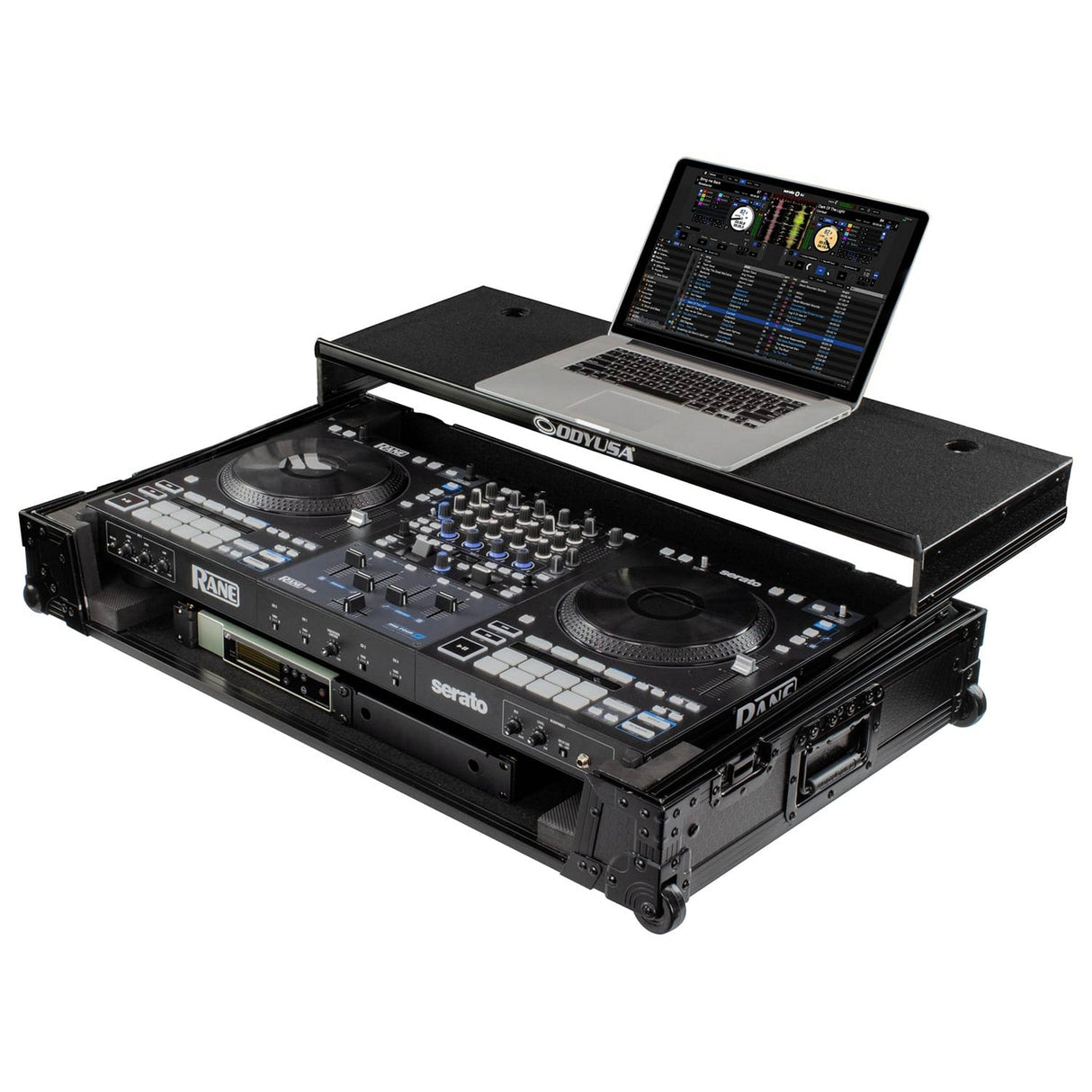 Odyssey I-Board Flight Case with Glide Style Laptop Platform and Wheels for RANE FOUR