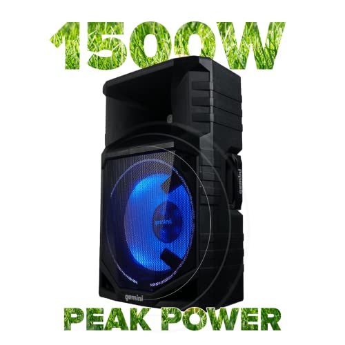 Gemini GSW-T1500PK IPX4 Splashproof Portable 15 Inch PA Speaker with Stand and Microhone