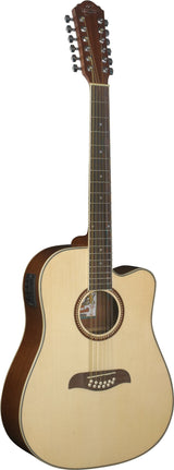 Oscar Schmidt OD312CE Dreadnought 12 String Cutaway Acoustic Electric Guitar Natural Spruce - guitar