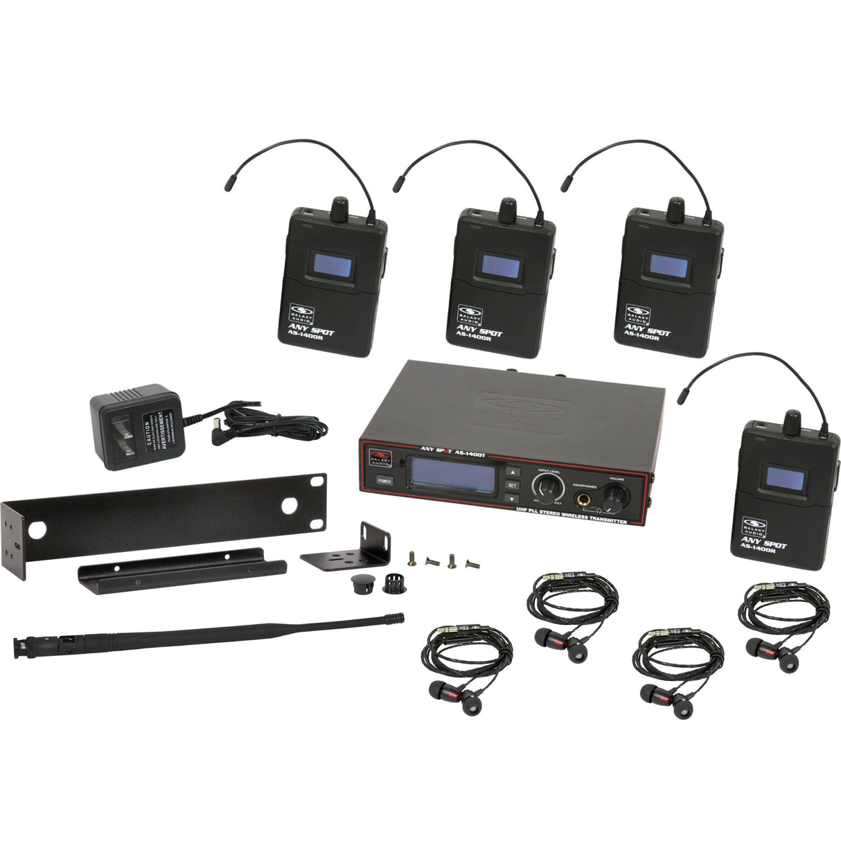 Galaxy Audio AS-1400-4M In-Ear Wireless 4 User Pack System M Band 516-558 MHz