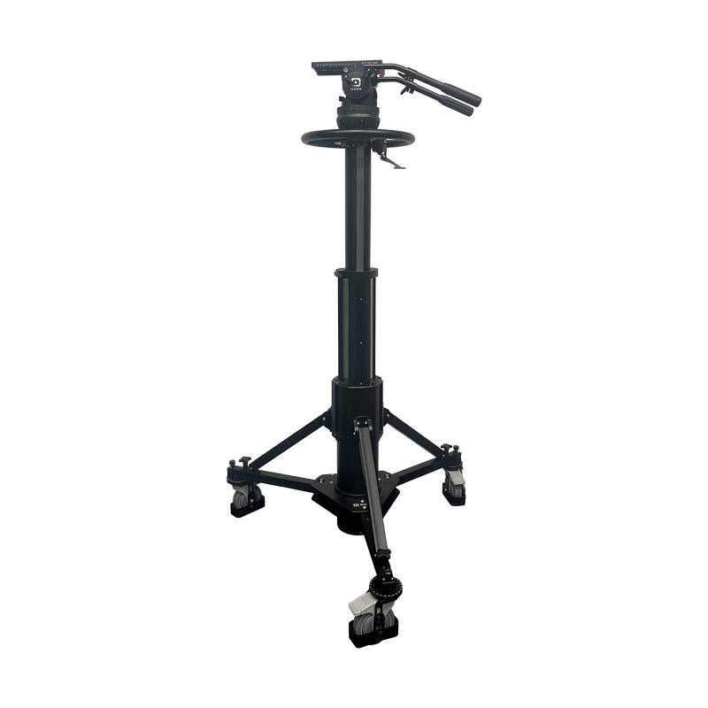 OZEN 25PED70M 150mm Flatbase Fluid Head Tripod with 35-Inch On-Air Stroke Pedestal