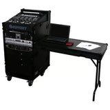 Odyssey 11U Top Slanted 16U Vertical Pro Combo Rack with Side Table and Casters Black