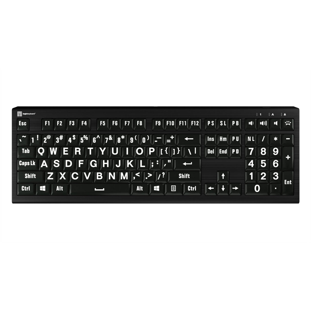 Logickeyboard XLPrint PC Astra 2 White on Black Keyboard