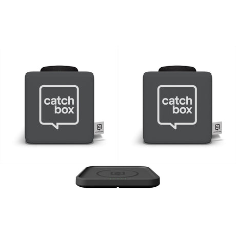 Catchbox Plus Throwable Microphone System with 2 Microphones and 1 Wireless Charger (2-Sides New Catchbox Logo)