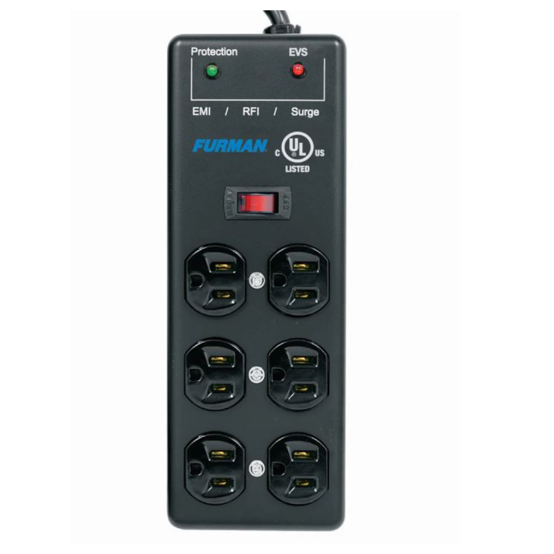 Furman SS-6B-PRO 15A AC Surge Strip 6 Outlet 2x3 Block with Extreme Voltage Shutdown