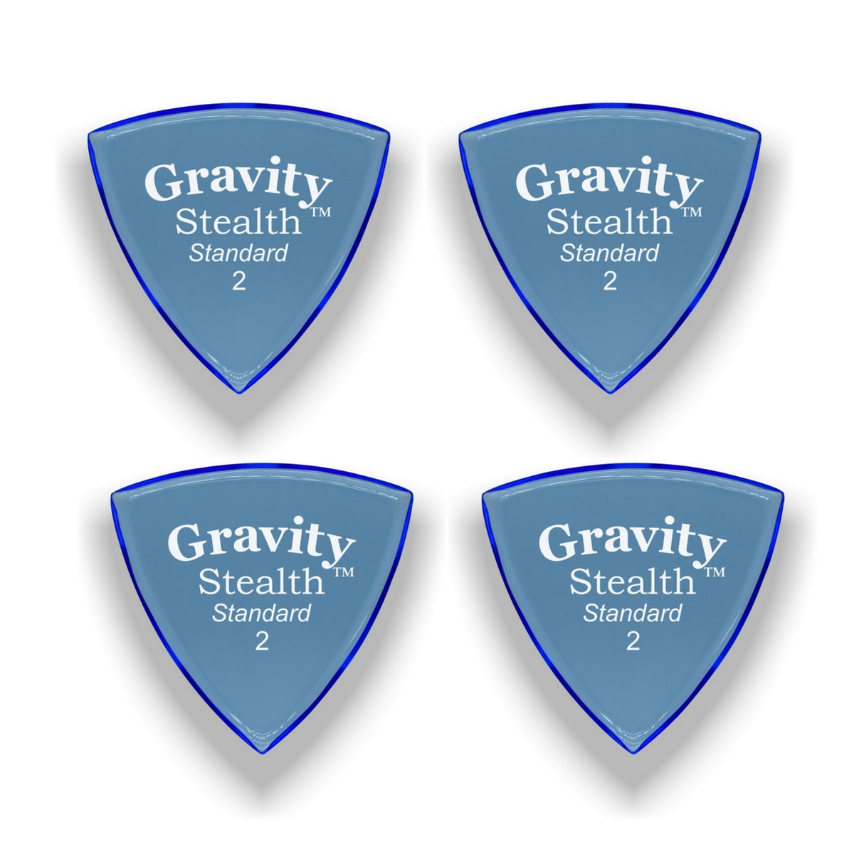 Gravity Picks GSSS2P-4pk Stealth Series Picks, Polished, Standard Size, 2.0mm, Blue, 4-Pack