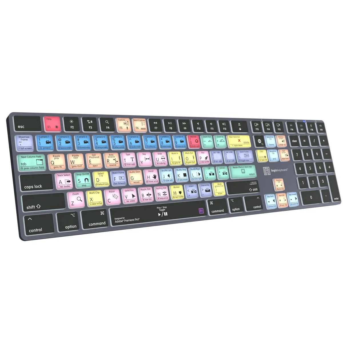 Logickeyboard Titan Wireless Backlit Shortcut Mac Keyboard for Adobe Premiere Pro CC