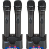VocoPro UHR-9 Four UHF Handheld Rechargeable Microphones with Charging Stations 9A 9B 9C 9D