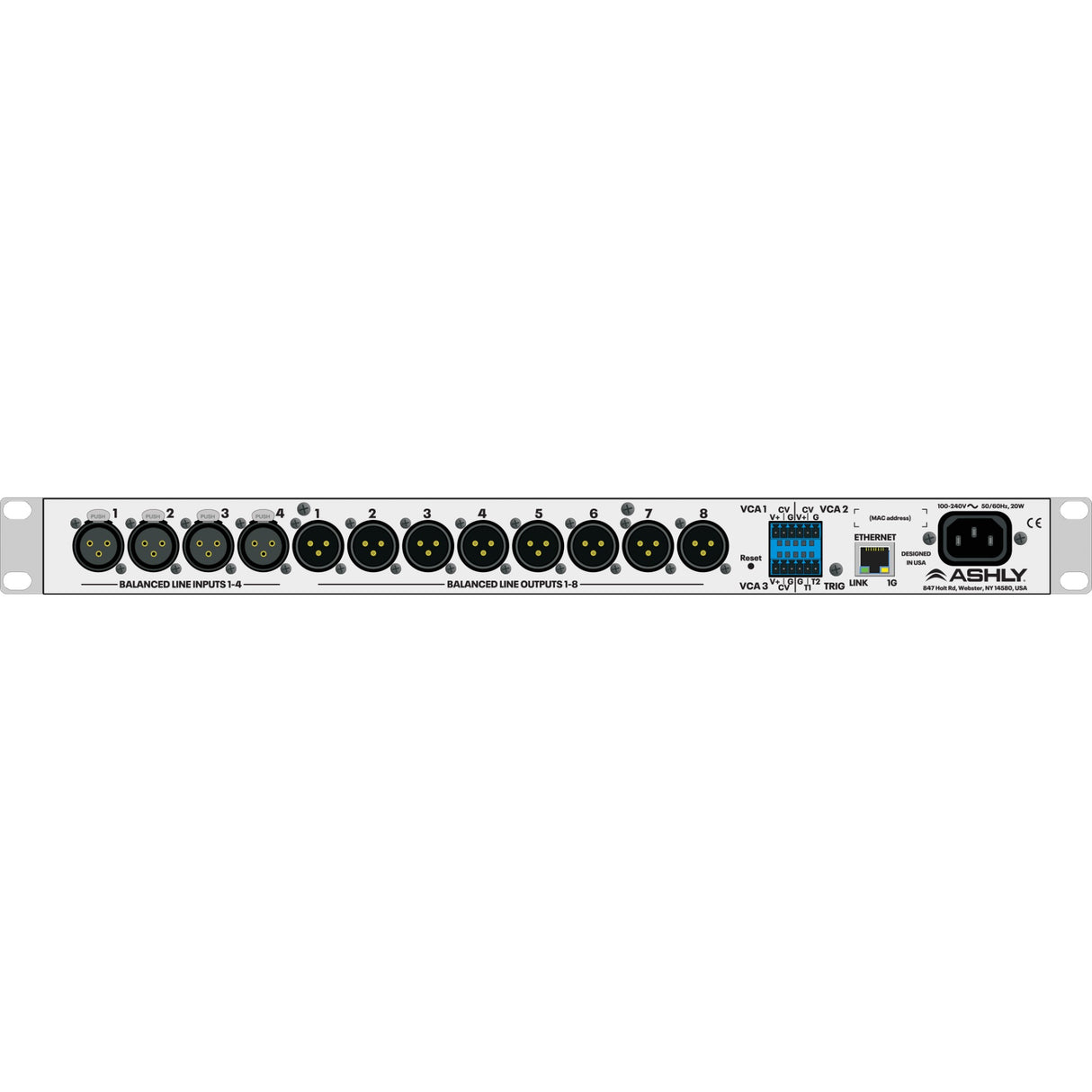 Ashly - Ashly AQM408 4x8 AquaControl DSP Matrix Speaker Processor - AQM408