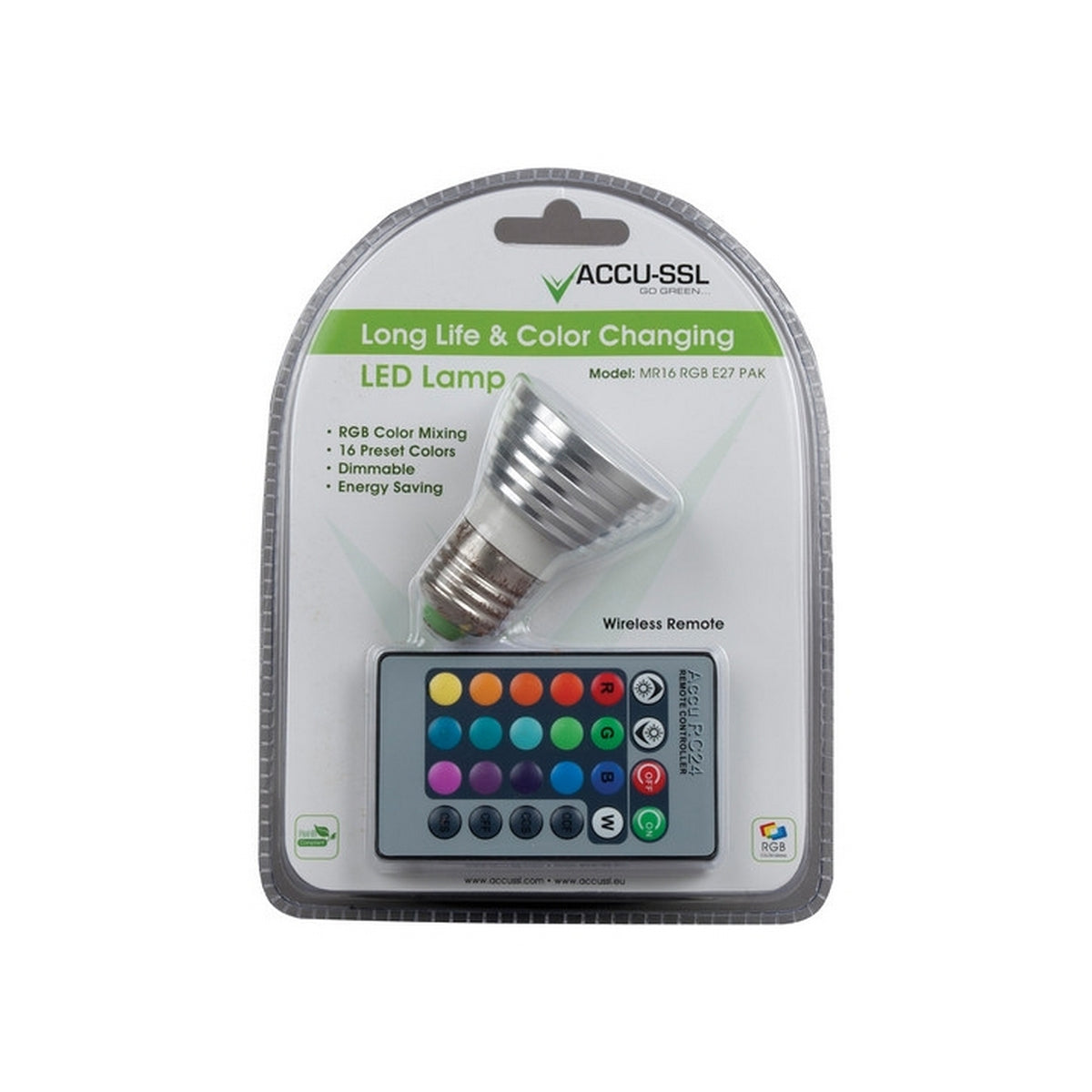 ADJ MR16RGB E27PAK High Output LED Lamp Remote Pak