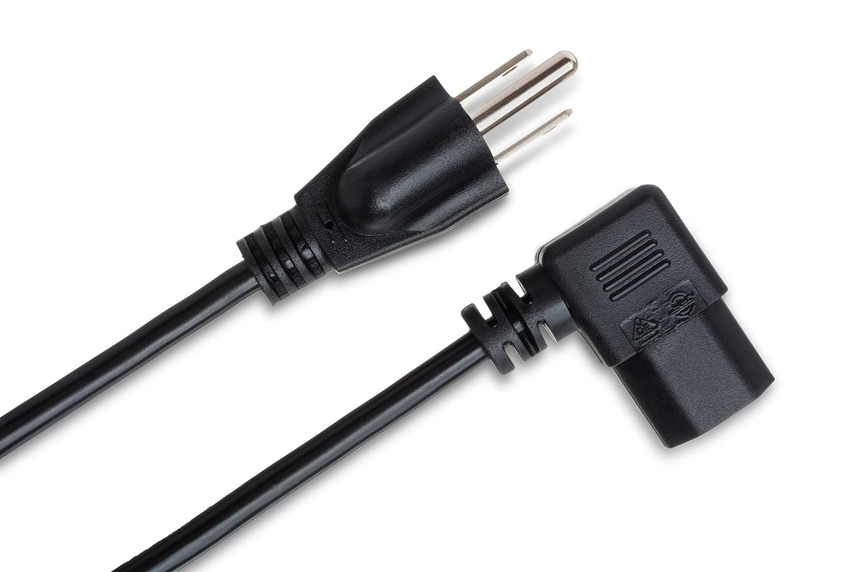 Hosa PWC-143R 3 Foot Right Angle IEC C13 to NEMA 5-15P Power Cord