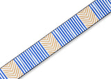 Levy's Tribal Chevron Guitar Strap, White, Blue, Gold