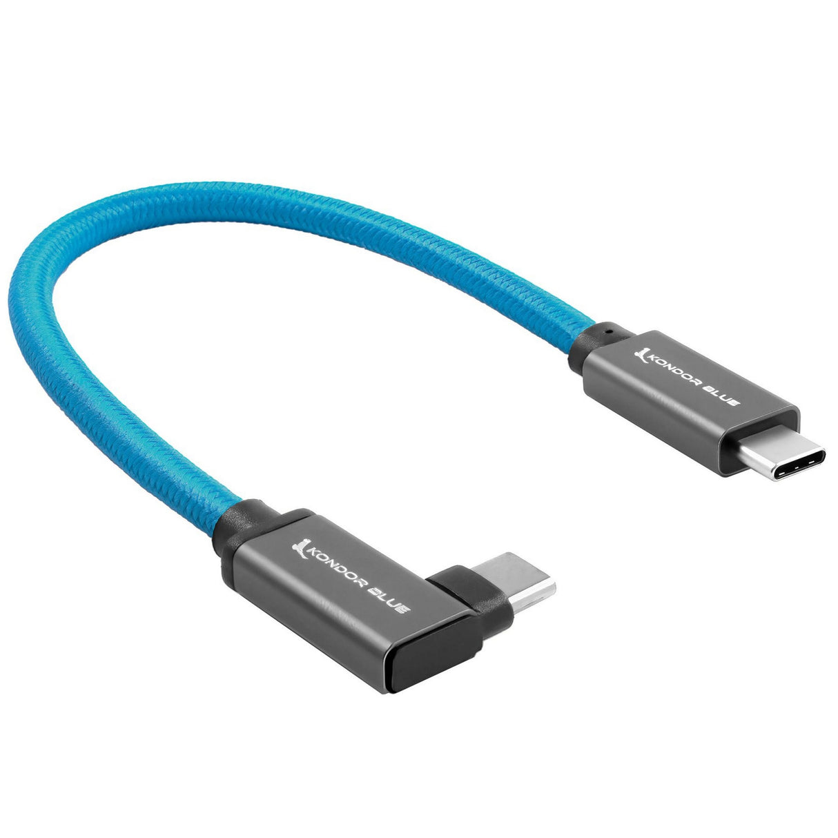 Kondor Blue USB C to USB C High Speed Cable for Samsung T5 T7 SSD, Right Angle