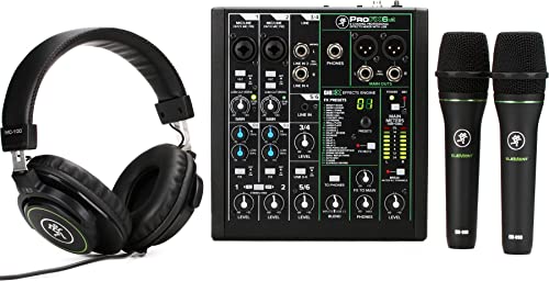 Mackie Performer Bundle with ProFX6v3 Mixer, 2 EM89D Dynamic Microphones and MC-100 Headphone