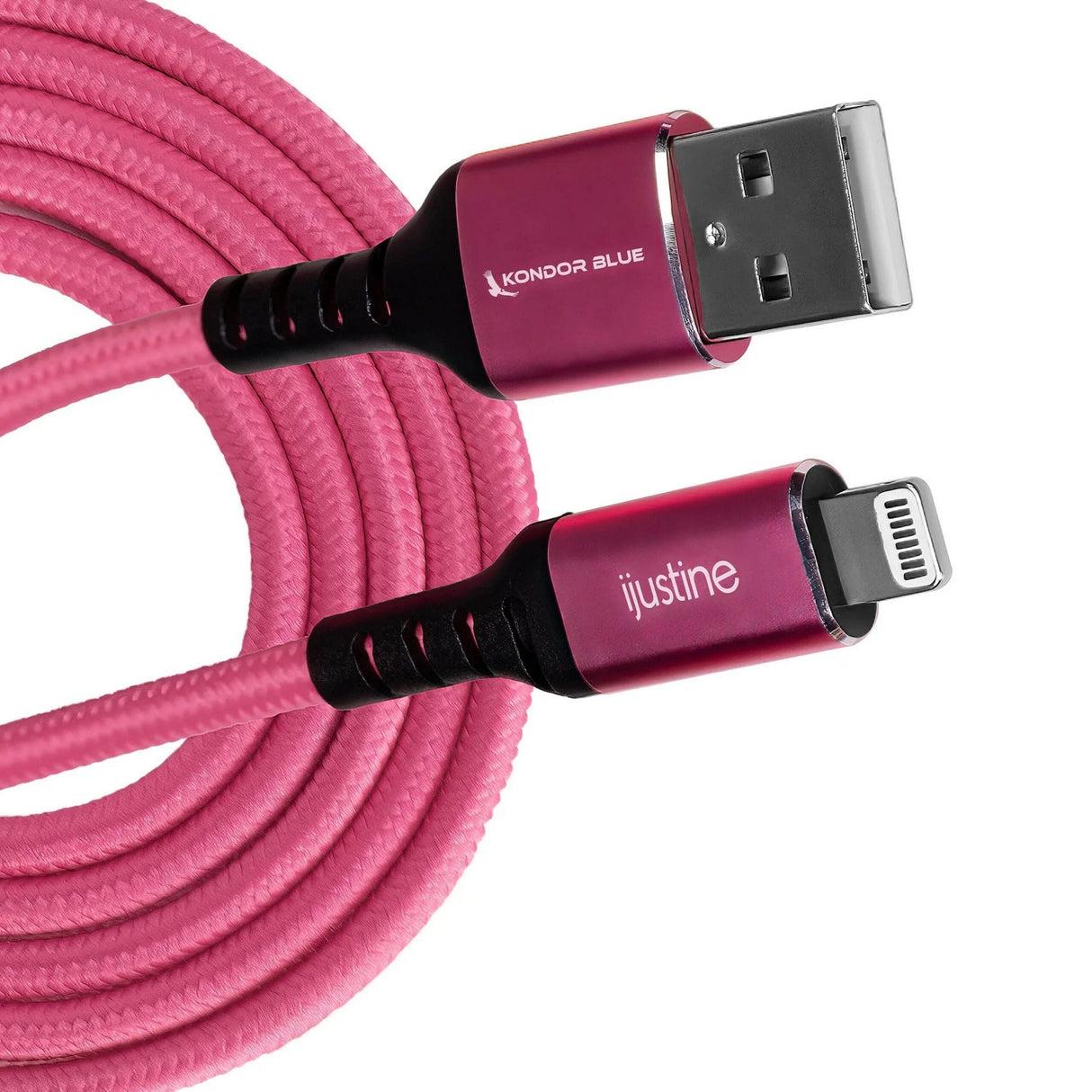 Kondor Blue KB-LightA-J iJustine Pink Lightning Cable for iPhone Charging and Sync USB-A, 3.3-Feet