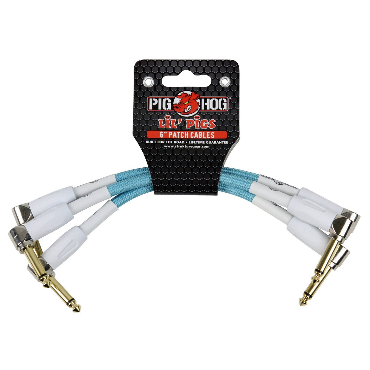 Pig Hog PHLIL6DB "Daphne Blue" 6-Inch Patch Cables, 3-Pack