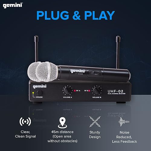 Gemini UHF-02M Handheld Wireless Microphone System, S12