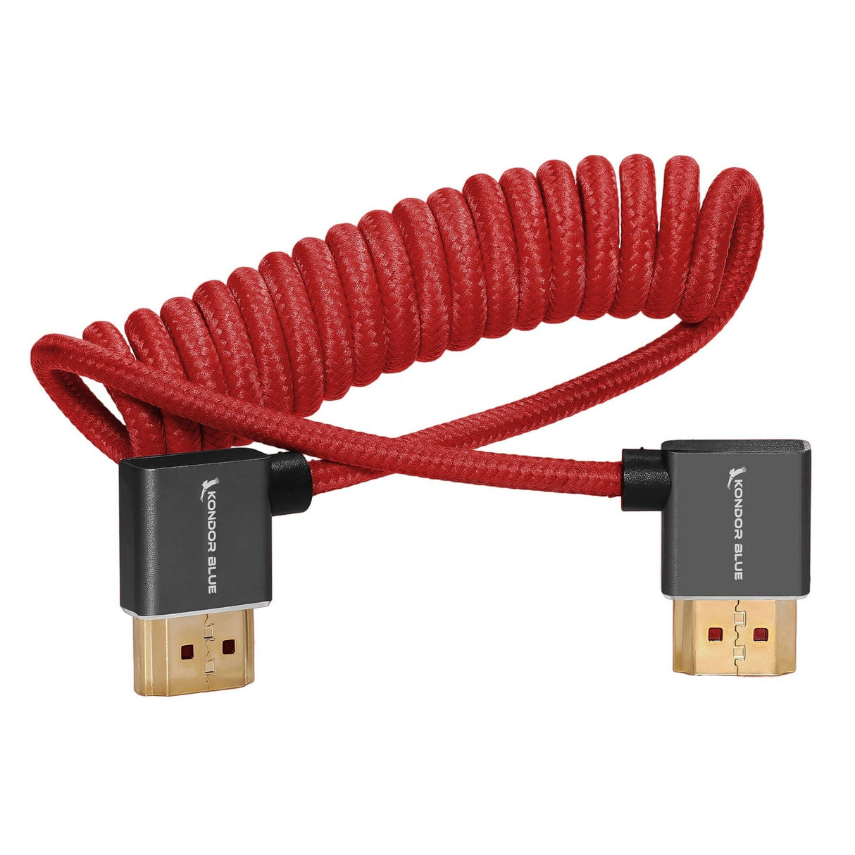 Kondor Blue 12 to 24-Inch Right Angle Full HDMI Braided Coiled Cable for On-Camera Monitors