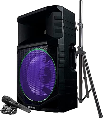 Gemini GSW-T1500PK IPX4 Splashproof Portable 15 Inch PA Speaker with Stand and Microhone