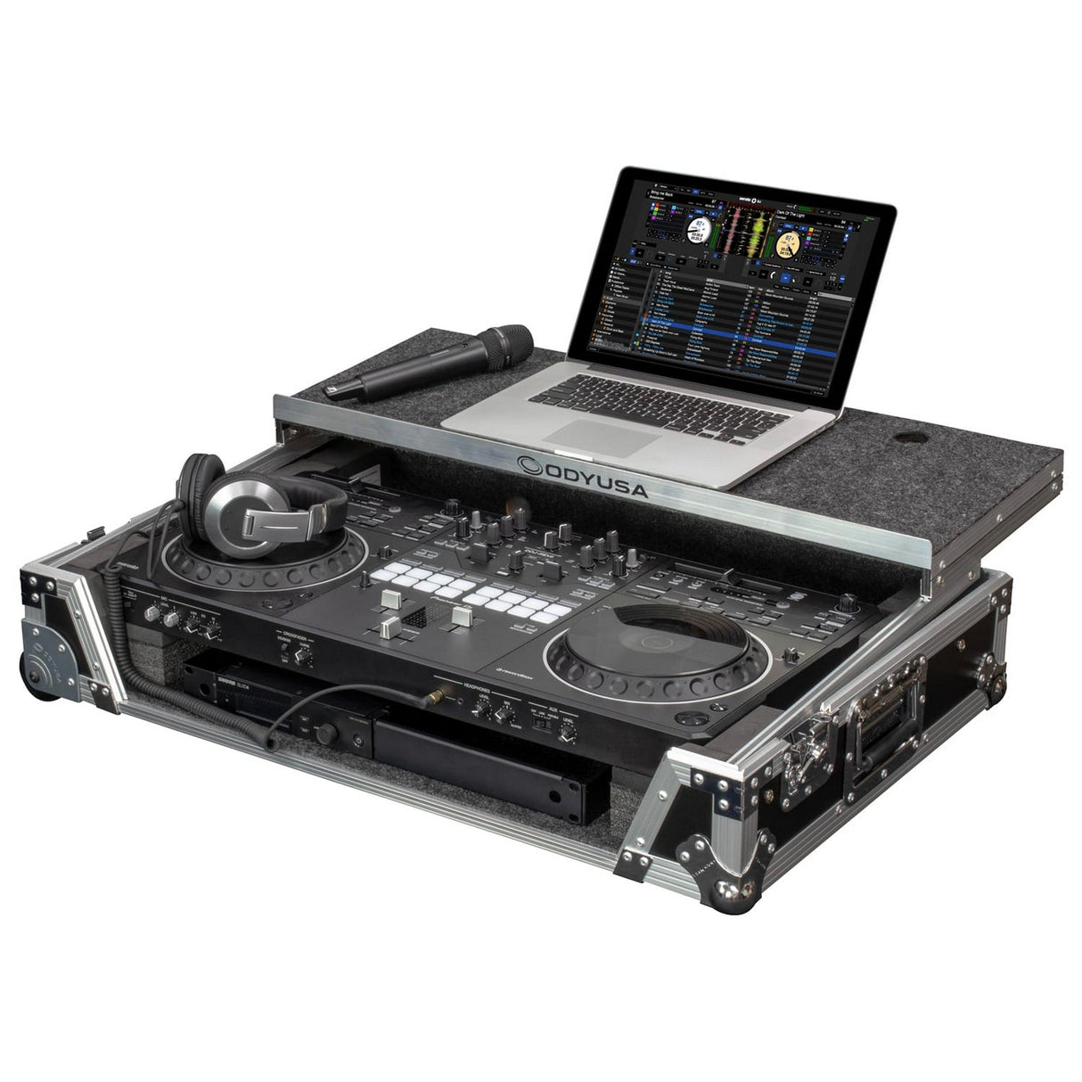 Odyssey 1U Case with Wheels and Laptop Platform for Pioneer DJ DDJ-REV5