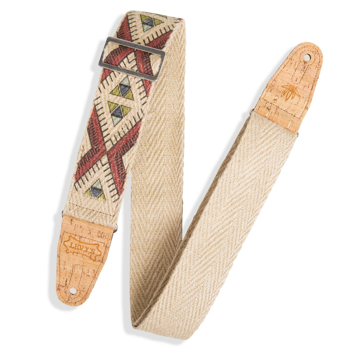 Levy's Diamond Tribal Hemp Guitar Strap, Natural, Multi